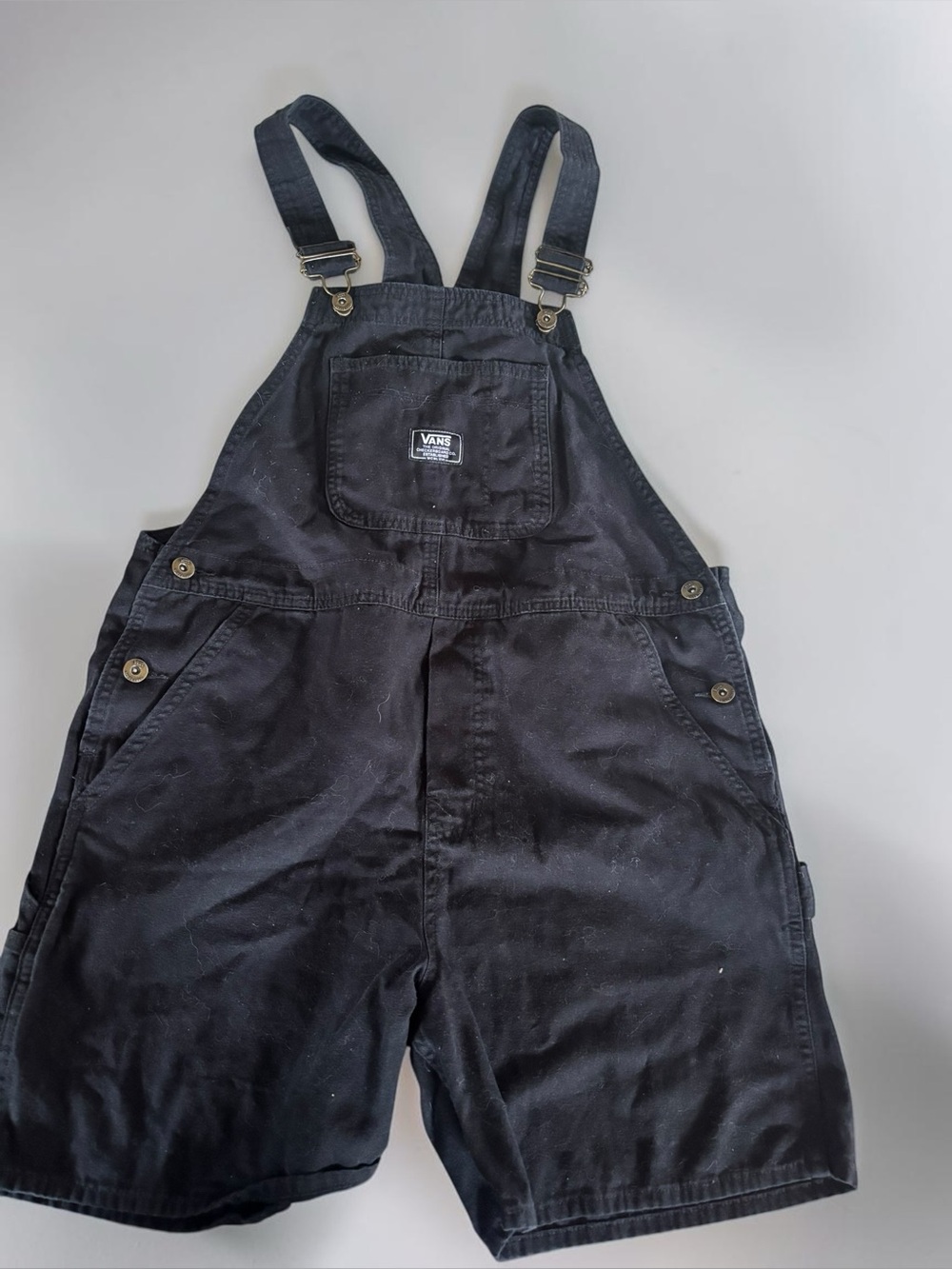 Vans Black Short Overalls Cotton Carpenter Bib Shorts Medium